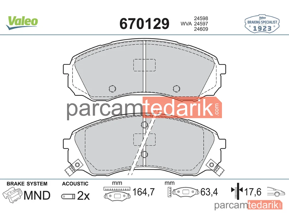 670129 | Fren Balatası — Kia Carnival / Grand Carnival III, Hyundai H-1 Travel, Hyundai H-1 Cargo
